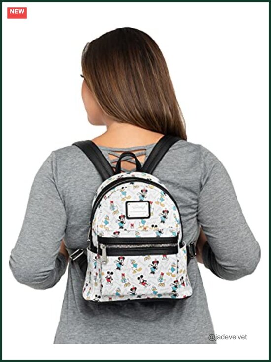 Loungefly Disney Mickey Minnie Donald Daisy Faux Leather Mini Backpack Handbag